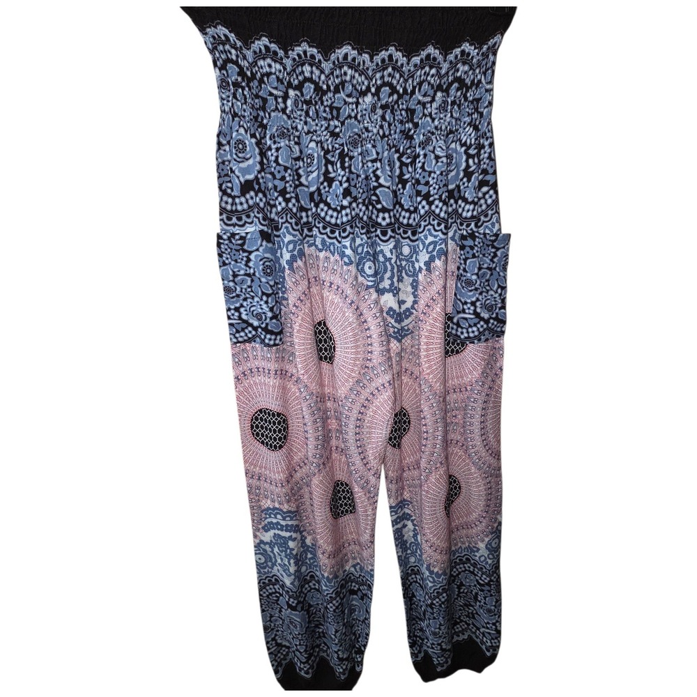 Boho Pants Women's Harem Pants Bohemian Print Elastic Waist Cropped